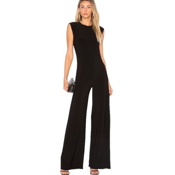 Norma Kamali Pants - Norma Kamali Stretch Sleeveless Black Flare Split Front Hem Size Medium NWT